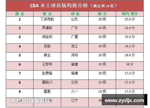 CBA球员实力榜：全方位排名与分析